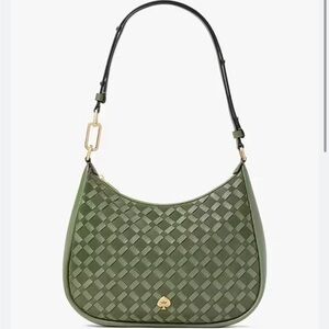 Kate Spade Olive Woven Leather Shoulder Bag